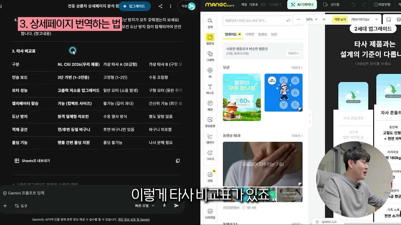 타사 비교표와 템플릿에 이미지·문구를 끼워 넣음