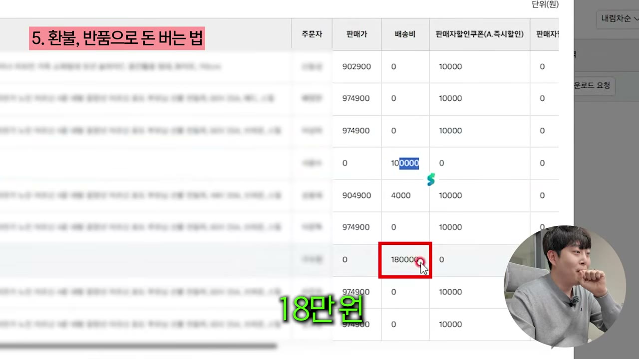 배송비 정산 내역을 보여주며 금액을 강조